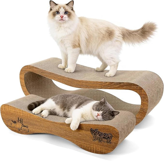 Cat Scratcher, 2 In 1 Cat Scratch Board for Scraching & Napping, Cat Scratchers for Indoor Cats Scratching Post Pad Couch Lounger Cardboard Cat Bed Furniture Protector from Cat Claws, Large 27.44 Inch