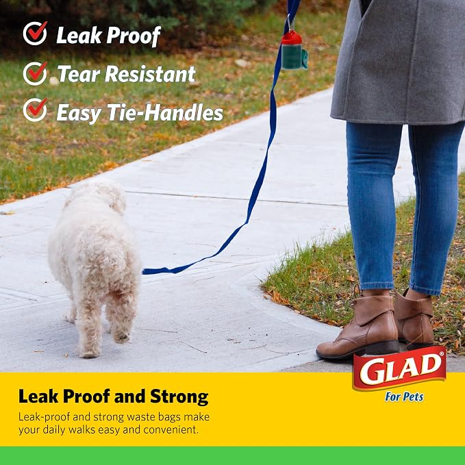 Glad for Pets Dog Waste Bags - 192 Rolls of Lavender Scented Dog Waste Bags, 2880 Bags in Total - Dog Waste Bags for All Dogs, Leak Proof and Strong Dog Poop Bags