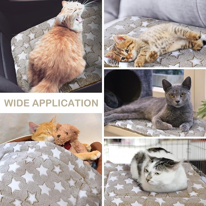 VitalCozy 4 Pcs Dog Crate Pads, Ultra Soft Warm Washable Anti-Slip Kennel Bed Mat for Pets, Reversible, Replaceable, Cage Liner for Small Medium Large Dogs and Cats(20 x 30 x 1.6 Inch,Star,Apricot)