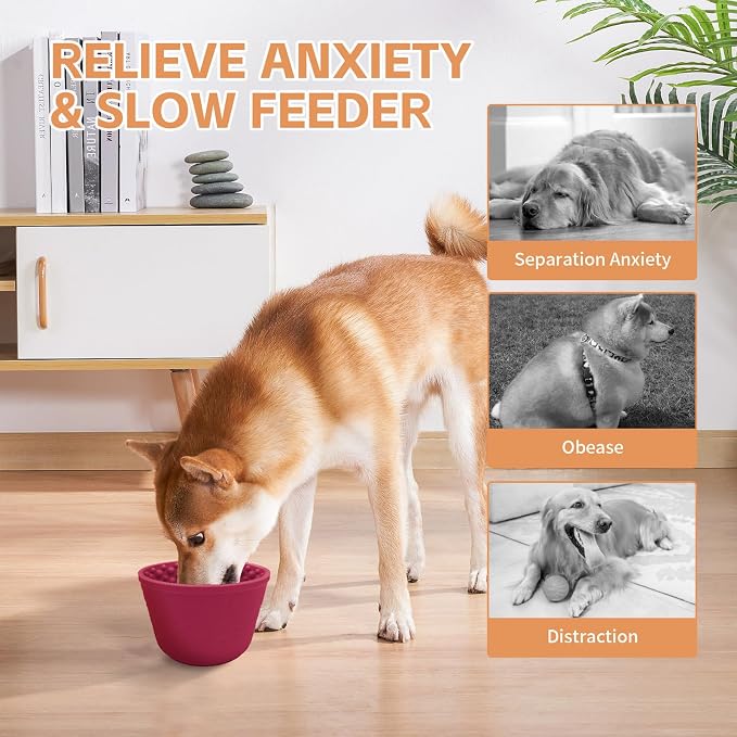 Dog Lick Bowl,Anxiety Relief Non-Slip Silicone Treat Bowl,Durable Anti-Choking Long-Lasting Enrichment Slow Feeder Licking Mat for Small Medium Large Breed,Freezable BPA Free Silicone Dishwasher Safe