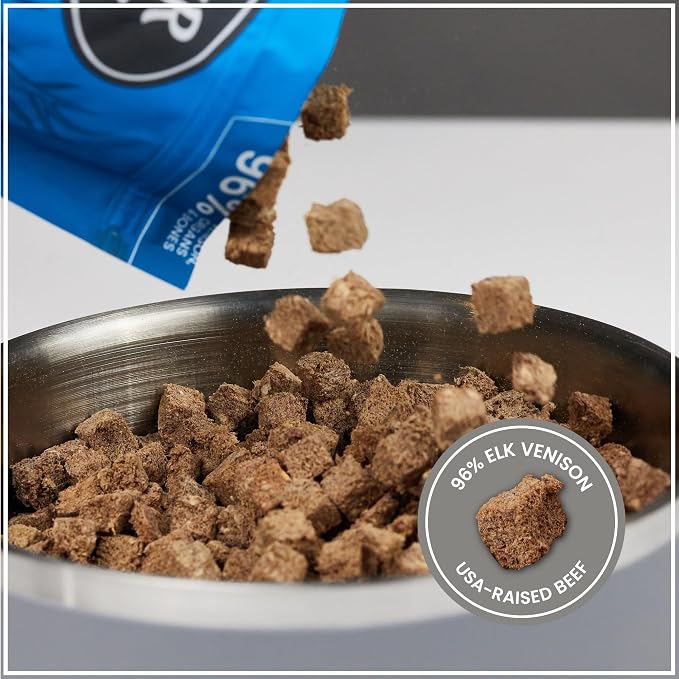 Muenster Freeze Dried Dog Food Topper Bites (5oz) - Farmhaus Elk Freeze Dried Dog Food w/Organic Minerals - Elk & Organ Meats Meal Toppers for Dogs - Dog Treats for Training
