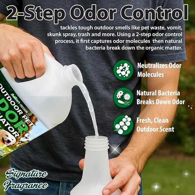 Nature's Freedom Concentrated Enzymes Outdoor Odor Eliminator, Turf and Yard Cleaner for Pet Urine, Deodorizer for Dog & Cat Waste & Smells, Makes 5 to 64 Gallons, Use on Grass, Patios, Kennels