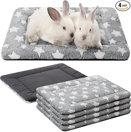 VitalCozy 4 Pcs Dog Crate Pads, Ultra Soft Warm Washable Anti-Slip Kennel Bed Mat for Pets, Reversible, Replaceable, Cage Liner for Small Medium Large Dogs and Cats(18 x 14 x 1.6 Inch,Star,Gray)