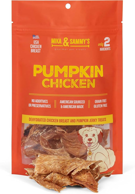 Gourmet Jerky Dog Treats -Made in USA only, Cage-Free, No Additives (Pumpkin Chicken 12 oz)