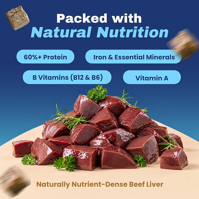 MVPChews | Freeze Dried Beef Liver Dog Treats | Single Ingredient Training Treats | High Protein, Grain Free, No Additives or Fillers | Premium Quality Food Topper | Made in USA - 3.5oz