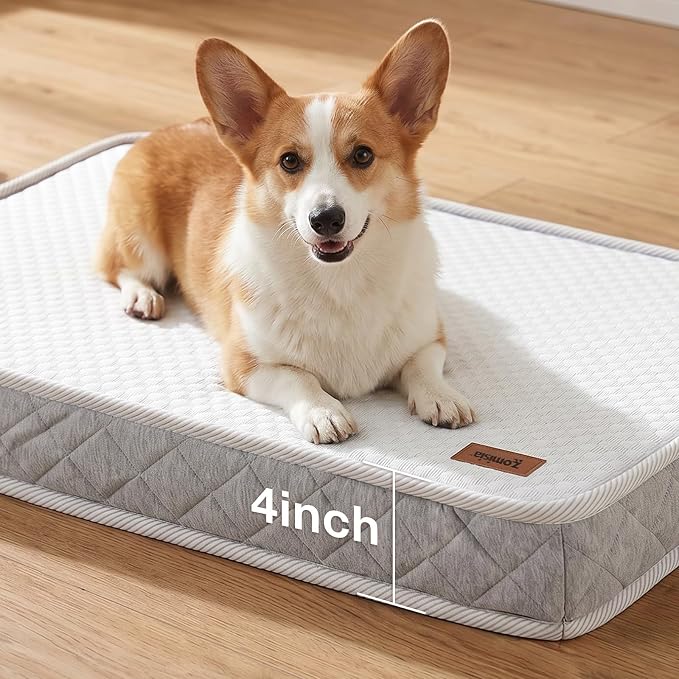 ZOMISIA Breathable Orthopedic Dog Bed for Medium Dog, Reversible Warm & Cooling Dog Bed Mattress for All Season, 4" Thick Honeycomb Supportive Pet Bed with Detachable Non-Slip Bottom, Waterproof Cover