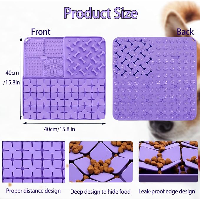 Silicone Snuffle Mat for Dog,Slow Feeder Lick Mat with Suction Cups for Slow Eating,Encourages Natural Foraging Skill,Pet Sniffing Mat for Small/Medium/Large Dog Cat