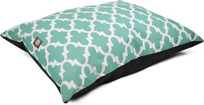 Majestic Pet Rectangle Large Dog Bed - Washable Non Slip Comfy - Super Value Pillow - Dog Kennel Bed for Sleeping - 46 x 35 Inch - Trellis Teal