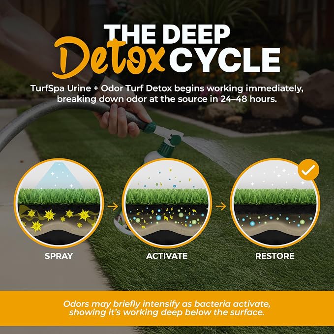 Urine & Odor Turf Detox: 32 oz Mango Scented Professional Enzyme Cleaner & Odor Eliminator for Artificial Grass, Turf, Concrete & Patios, Pet Urine Enzymatic Cleaner for Dogs & Cats
