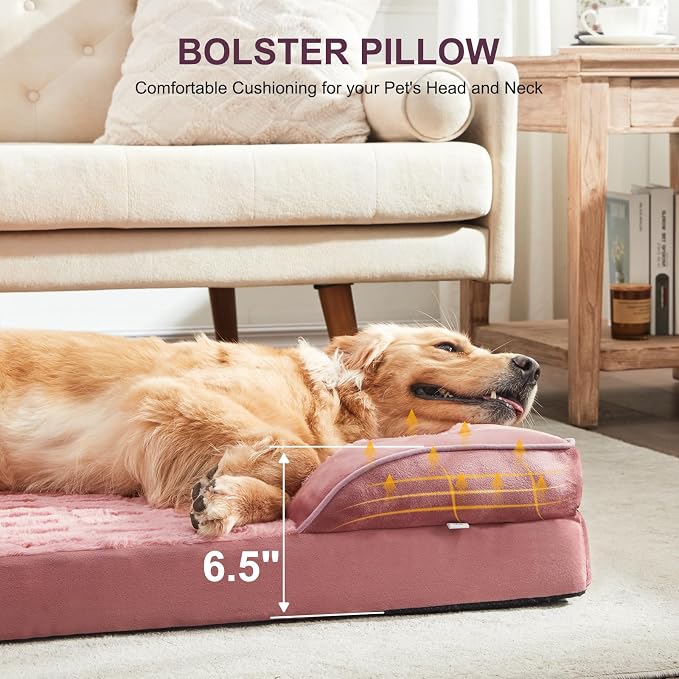 FURTIME Orthopedic Dog Bed for Medium Size Dog, Waterproof Dog Beds, 35x25x6.5 Supportive Foam Pet Couch Bed with Removable Washable Cover and Nonskid Bottom
