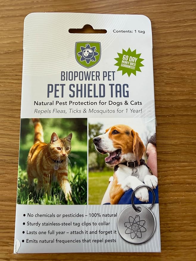 Shield Tag - Natural Flea & Tick Repellent Collar Tag for Dogs & Cats - Waterproof, Lasts 12 Months - Stainless Steel Pendant - Small/Regular Tag Bundle (1 Pack)
