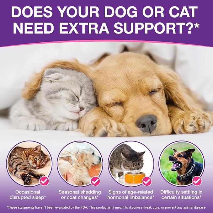 Liquid Melatonin for Dogs & Cats, 60ml Dog Melatonin Calming Drops with L-Theanine, Cat Calming Dog Sleep Aid Support Anxiety Relief for Travel, Separation, Barking, Fireworks