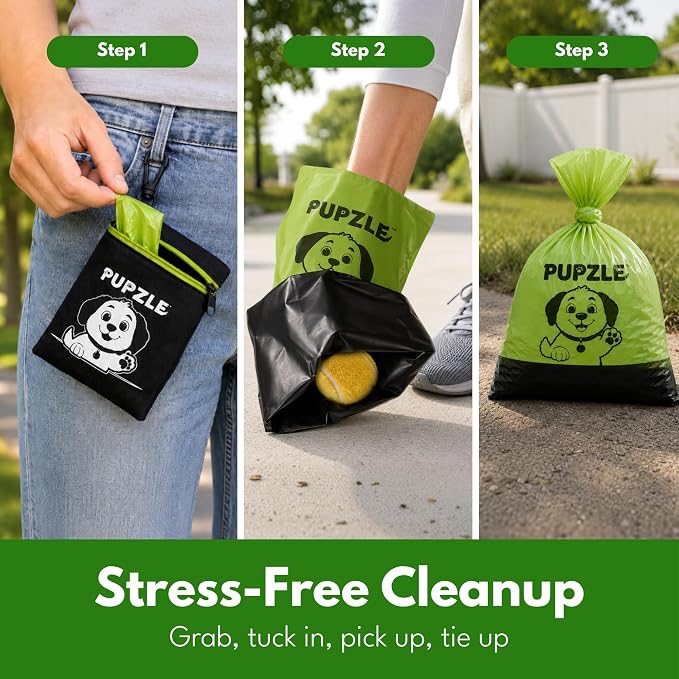 Pupzle 2-Ply Poop Bags For Dogs, Multi-layered Hand Protection, Thick Dog Poop Bags, Leak-proof And Odor Blocking Heavy Duty Large Doggy Bags, Includes Pouch, Lavender Scented 250 Bags For Pet Waste