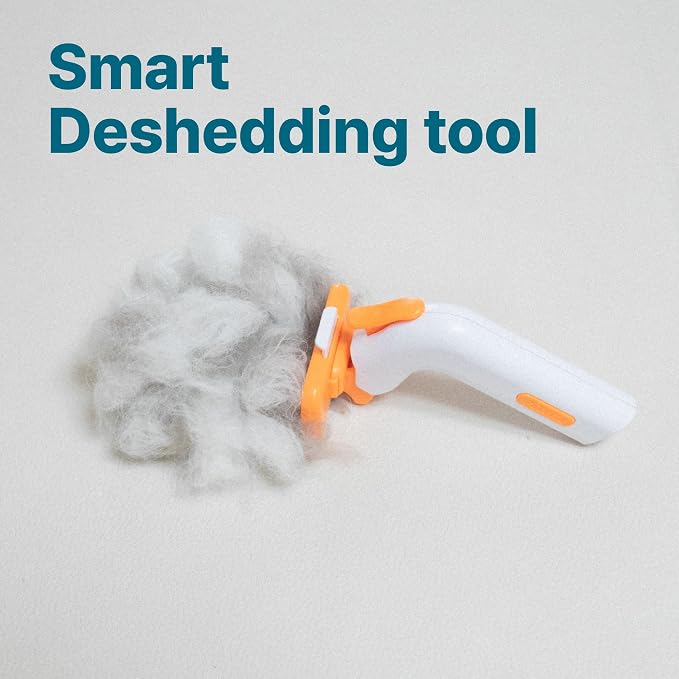 PETVITA Self Cleaning Deshedding Brush - Smart Grooming Tool with Stainless Steel Blade for Small Pets & Short Hair