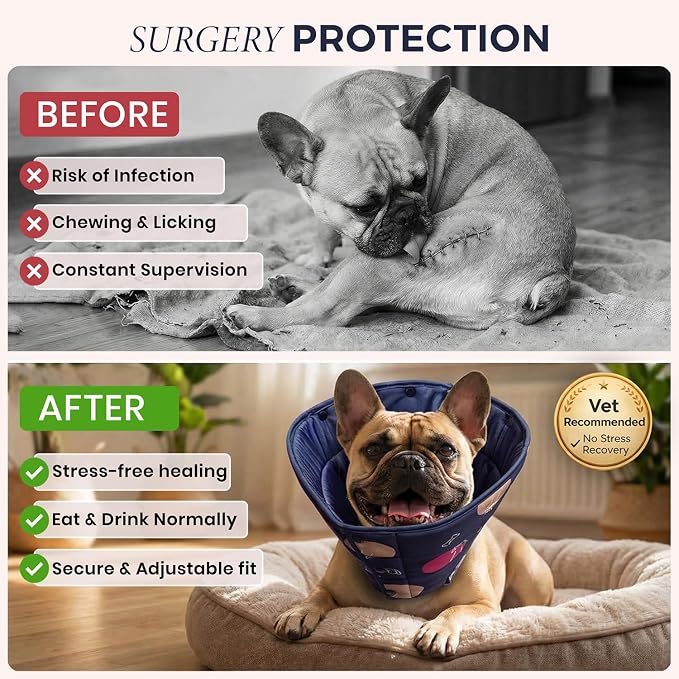 Dog Cone Collar for Dogs After Surgery – Soft Adjustable Recovery Cone to Stop Licking & Scratching – Comfortable E Collar Alternative for Wound Care, Neuter & Spay Recovery -Fits S, M, L Dogs