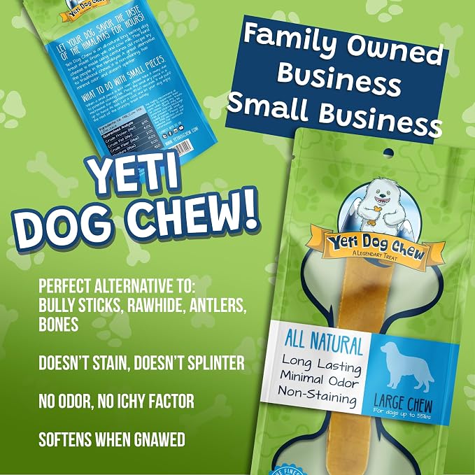 Yeti Dog Chew - Yak Cheese Himalayan - Healthy Long Lasting - Yak Chews for Large, Medium and Small Dogs - Yak Bones for Dogs - Natural Yak Cheese - X-Large, 3 lb, Approx 8 Pcs