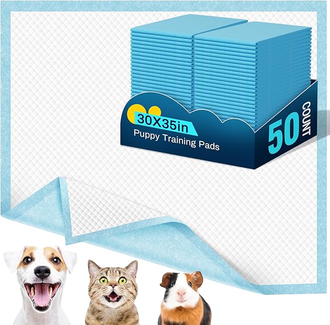 VJJ Puppy Pads XL 30"x35", 50 Count Pee Pads for Dogs Large for Doggie&Cats, Disposable Dog Pee Pads Extra Large, X-Large Potty Pads for Indoor, Outdoor Use