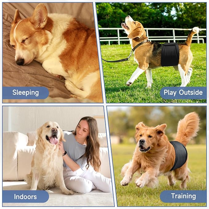 5 Pack Dog Diapers Male, High Absorbing Dog Wraps, Belly Bands for Male Dogs with Incontinence or Frequent Urination, Doggie Diapers L, Black