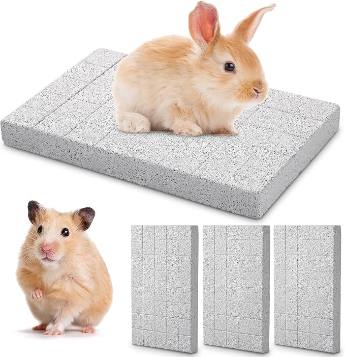 4 Pcs Rabbit Scratch Pads Bunny Grinding Claw Boards Rabbit Chew Stone Bunny Toys for Rabbits Small Animals Teeth Grinding Stone Chew Treat Toys for Hedgehog Chinchilla Hamster Gerbil Rat Digging Pads