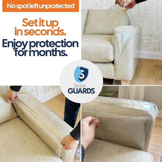 Cat Scratch Furniture Protector, Couch Arm Covers, Furniture Protectors from Cats Scratching, Sofa Arm Covers, One Sided Anti-Scratching Sticky Tape, Cat Scratch Deterrent - Model 1a