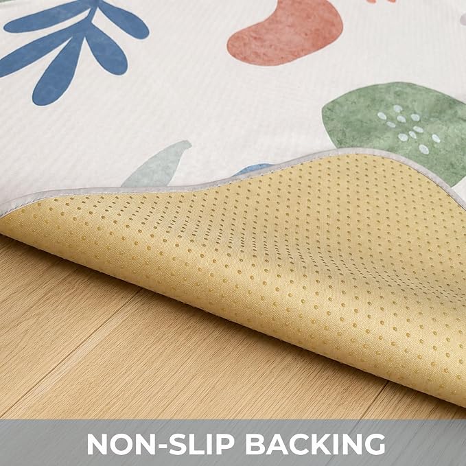 Baby Splat Mat for Under High Chair, 51"x51" Waterproof Non-Slip Floor Mat | Reusable Polyester Surface, Easy Daily Cleanup for Crumbs and Spills, Machine Washable for Deeper Cleaning