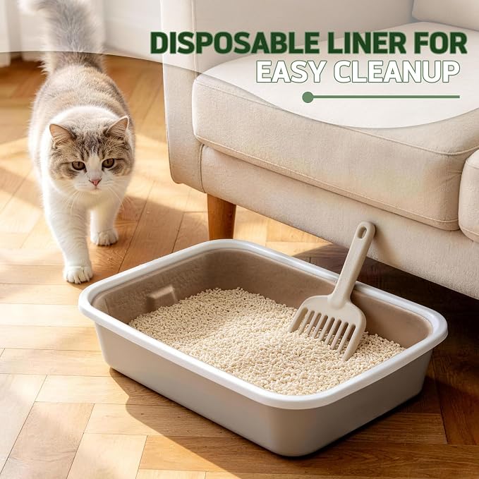 Disposable Litter Boxes for Cats 8-Pack Extra Thick & Sturdy Box Eco-Friendly Cat Travel Cardboard Portable Kitty Litterbox Jumbo Litter Pans for Kitten Leakproof Sustainable for Indoor Outdoor Use