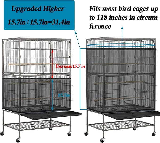 ASOCEA Large Bird Cage Seed Cather and 2 Pack Bird Perch Feeding Cup