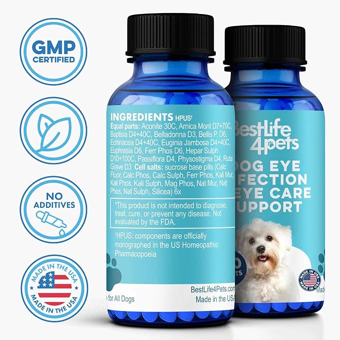 Dog Eye Infection & Eye Care Support Supplements, Natural Relief from Conjunctivitis, Swelling, Tear Stains, Dry Eyes and Discharge, Easy to Use, No More Struggle with Canine Drops, 400 Small Pills