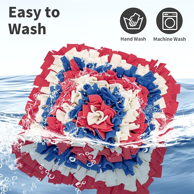 LIVEKEY Pet Snuffle Mat for Dogs, Dog Feeding Mat, Nosework Training Mats for Foraging Instinct Interactive Puzzle Toys (Red&Blue&White)