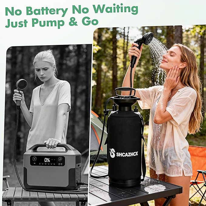 Portable Shower, 2.1 Gallon (8L) Portable Water Sprayer for Camping, Beach, Surfing, Hiking & Travel | Camping Shower with 10 Spray Modes, Nylon Insulated Cover, Orange
