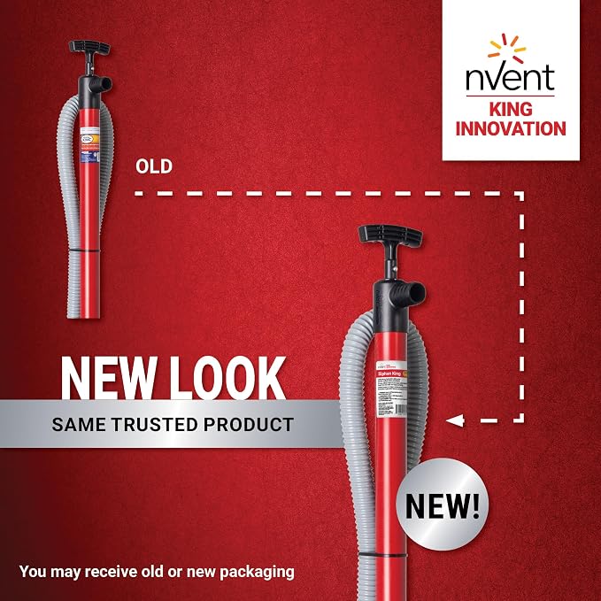 King Innovation 48072 King 36" x 72" Hand Pump Siphon, 72 inch, Red