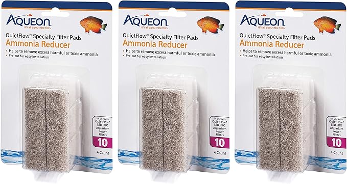 Aqueon 12 Count Ammonia Reducer QuietFlow Specialty Aquarium Filter Pads, Size 10