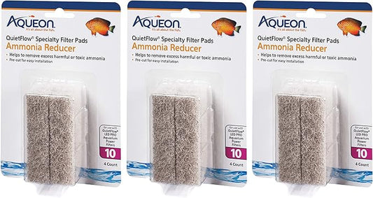 Aqueon 12 Count Ammonia Reducer QuietFlow Specialty Aquarium Filter Pads, Size 10