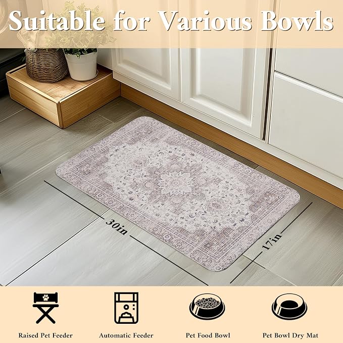 Dog Food Mat for Floors Waterproof Quick Dry Pet Placemat Cat Feeding Bowls Mats for Food and Water, Eco-Friendly Dog Accessories Diatomite Pets Supplies 17" X 30"