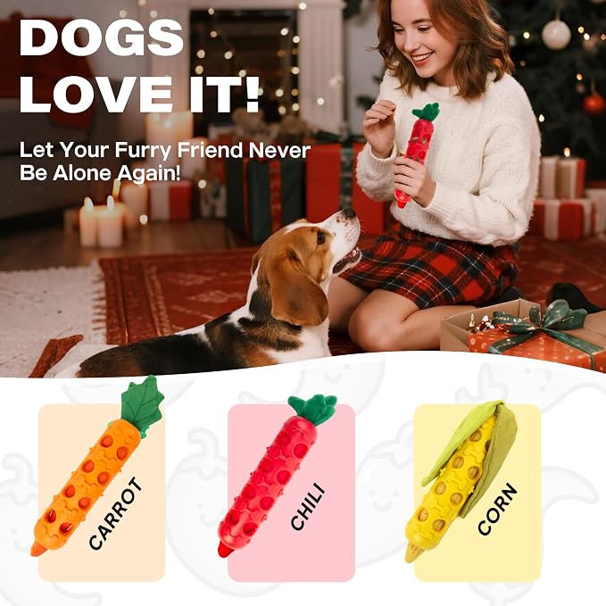Fida 2-in-1 Puppy Teething Toys, Natural Rubber Chew Toys for Dogs to Keep Them Busy & Plush Toys with Crinkle Leaves, Interactive Dog Toys for Small Medium Breeds and Puppies.(Chilly)