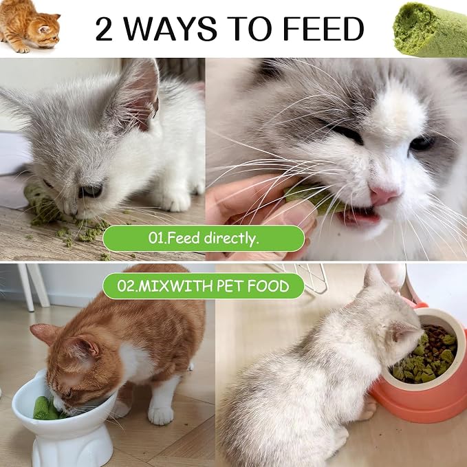 100g Cat Grass Teething Stick, Freezed Drying Cat Grass Sticks Snacks for Cats, Edible Cats Treats for Teeth Cleaning and Hairball Removal