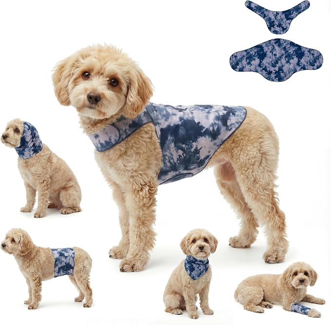 DAJIDALI® Dog & Cat Anxiety Vest & Spay Recovery Suit – Silent Adjustable Calming Wrap for Surgery & Thunderstorms – 2-Piece Cone & Recovery Onesie Alternative