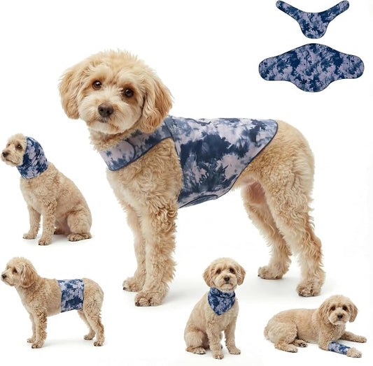 DAJIDALI® Dog & Cat Anxiety Vest & Spay Recovery Suit – Silent Adjustable Calming Wrap for Surgery & Thunderstorms – 2-Piece Cone & Recovery Onesie Alternative