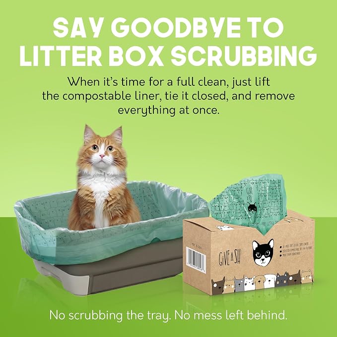 Home Compostable Cat Litter Box Liners, Jumbo XL 36” x 19” Drawstring - Extra Thick Heavy Duty Litter Box Bags, Tear Resistant & Leak-Proof Cat Liners for Easy Cleanup - Pack of 20