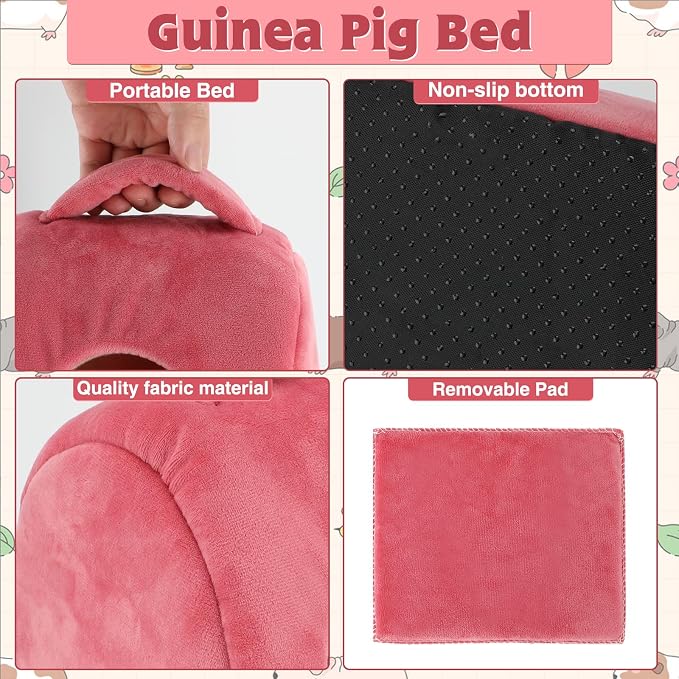 YUEPET Guinea Pig Bed 2 Pack, Washable Guinea Pig Cage Accessories Small Animal Bed Hideout for Guinea Pigs Chinchillas Hamsters Hedgehogs (Handbag and Bear)