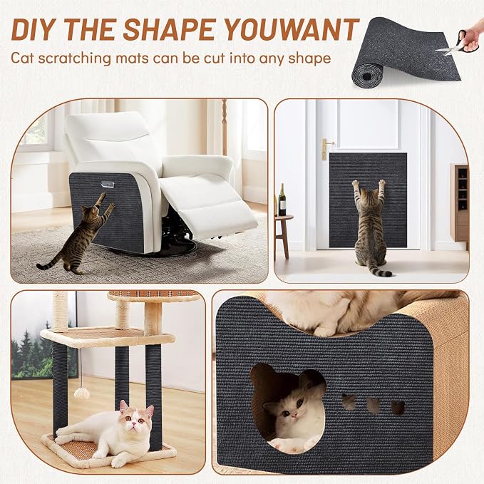Couch Protector from Cat Claws 78.7" x 15.8" Trimmable DIY Self-Adhesive Cat Scratch Mat for Furniture Couch or Wall Protector, Covering Cat Scratching Post Indoor