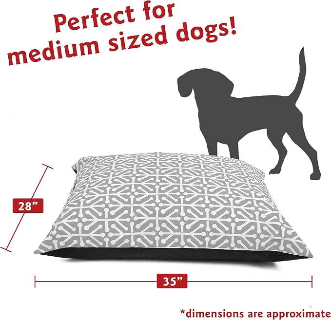 Majestic Pet Rectangle Medium Dog Bed Washable – Non Slip Comfy Pet Bed – Dog Crate Bed Super Value Pillow Dog Bed – Dog Kennel Bed for Sleeping - Dog Bed Medium Breed 35 x 28 Inch – Aruba Gray