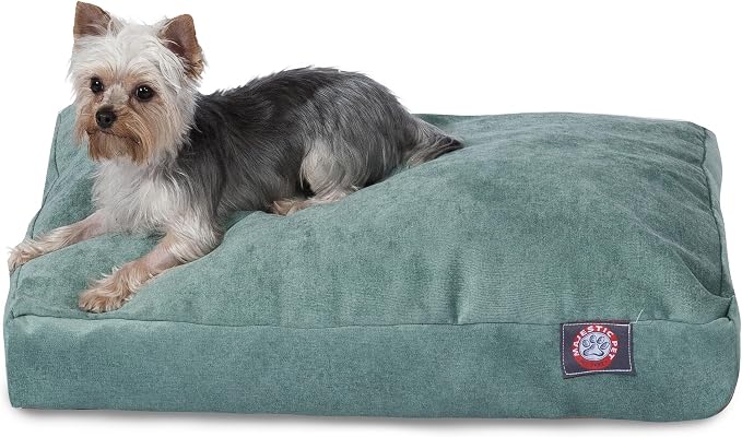 Majestic Pet Shredded Memory Foam Dog Bed Large with Removable Washable Cover – Rectangle Orthopedic Dog Bed–Durable Dog Crate Bed-Flat Dog Bed for Senior Dogs - (44x36) L - Villa - Azure
