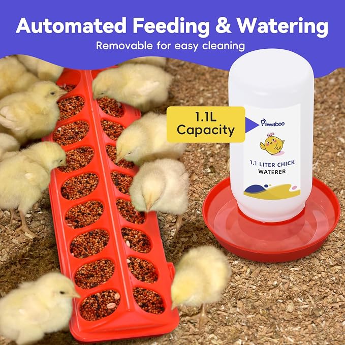 Pawaboo Chick Brooder Box for Chick Starter Kit, Brooder Pen/Chicken Supplies Brooders Box with Chicks Perch Brooding Up to 15 Chicks, Duck and Quail, Black