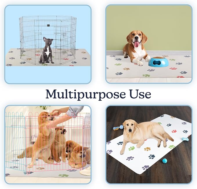 Dog Mat for Food and Water, Crate Pad, and Floor Protector - 55” x 28” Extra Large PVC Memory Foam Pad with Non-Slip Bottom - Stain, Scratch, and Water-Resistant Floor Mat by PETMAKER (Dog Bones)