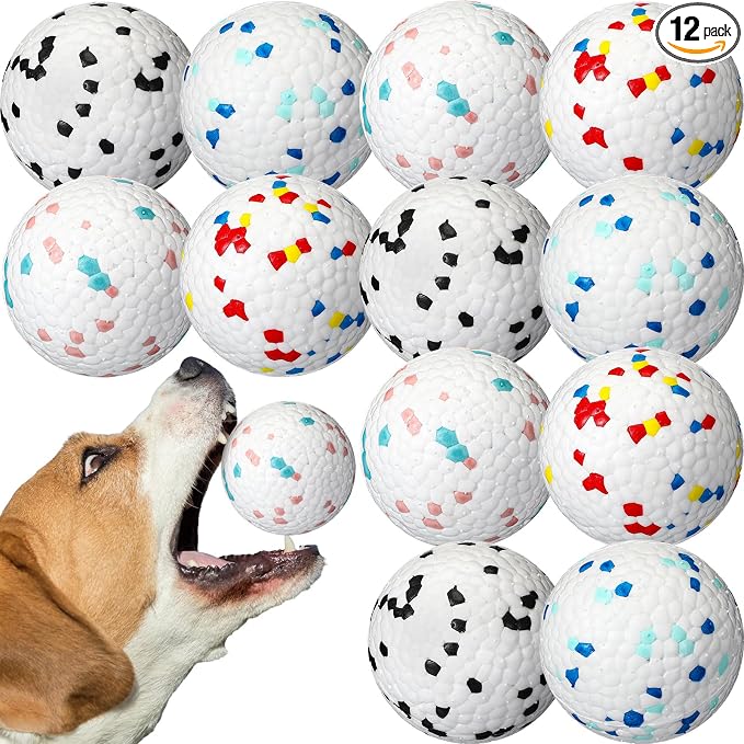Jenaai 12 Pcs Dog Balls for Aggressive Chewers Tennis Ball 2.9 Inch Indestructible Durable Bouncy Floating Toys Interactive Dog Toys for Large Medium Small Dogs and Puppies(Classic Color)