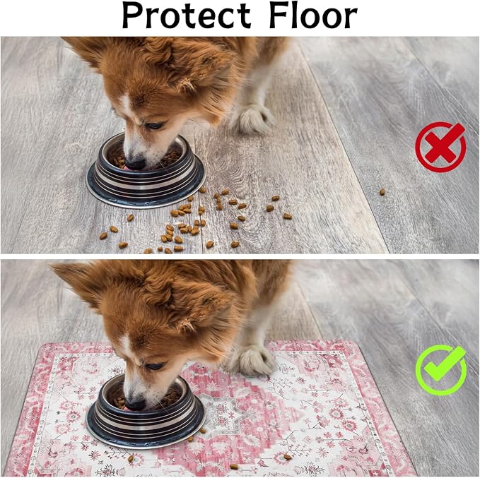 Pet Food Mats for Floor, Absorbent Dog Mat for Food and Water Dispenser Mat, Dog Food Mat Quick Dry Cat Food Mat Pet Supplies