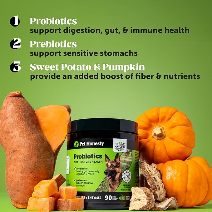 Digestive Probiotics for Dogs + Allergy Support Soft Chew Supplement Virtual Bundle - Probiotics, Digestive Enzymes, Salmon Oil and Omega 3 Fish Oil, Itch Relief for Dogs, Coat and Skin Health
