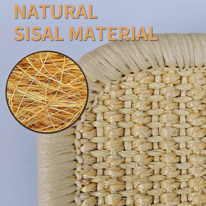 Natural Sisal Rabbit Scratch Mat for Bunnies, 2 Pack Bunny Toy Chew Pads for Nails Grinding, Digging & Nesting – Safe Cage Liner Rug for Rabbits, Rats, Small Animal Toys (24x16in)