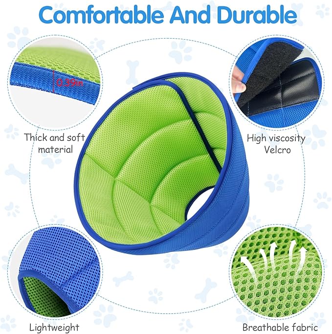 Upgrade Soft Dog Cone Collar, Dog Cone Alternative to Stop Licking After Surgery, Adjustable Comfy Cones for Small/Medium/Large Dogs, Light-Weight Mesh Fabric Elizabethan Collars (S)